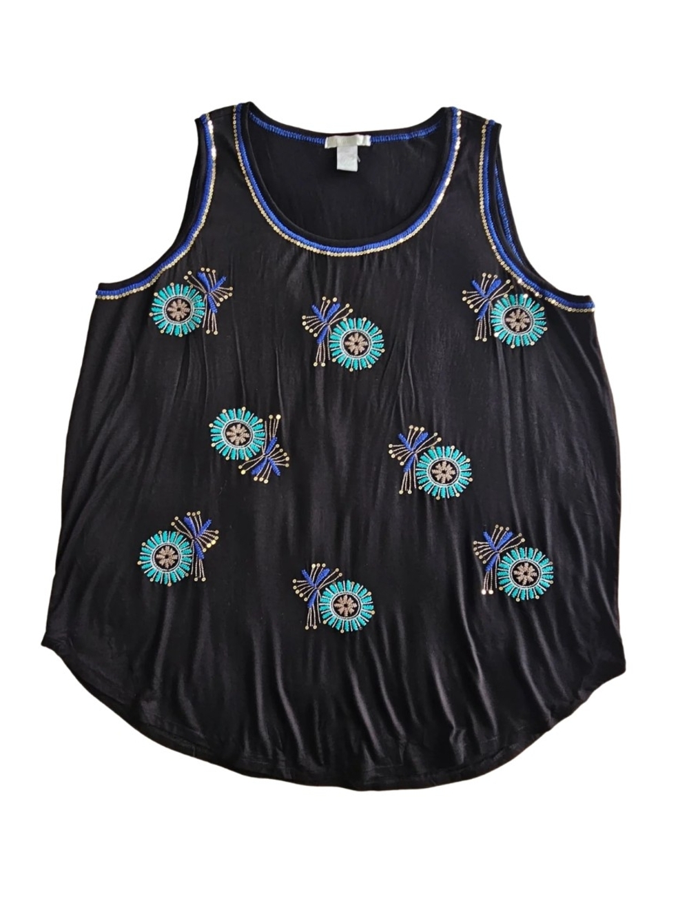 NWOT Design History Women's Plus Size 3X Black Embellished Tank Top